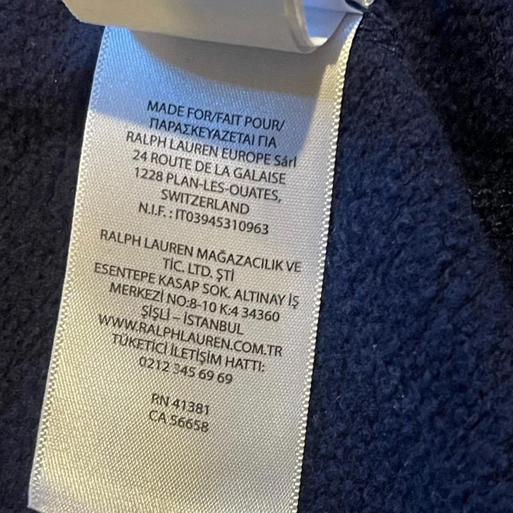 Polo Ralph Lauren full zip hoodie kids large 14-16 blue pre-owned‎ condition